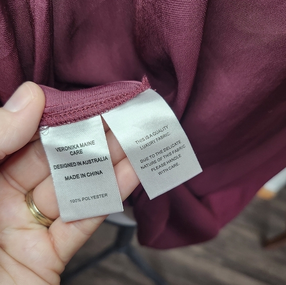 Veronika Maine Burgundy Frill Neck Shirt - Picture 6 of 7